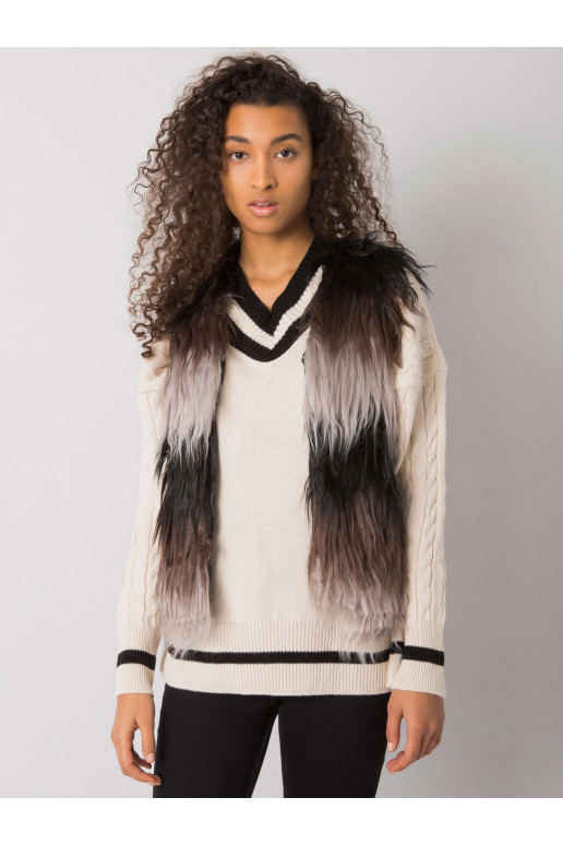 Dámská černá šedá kožešinová vesta Romi