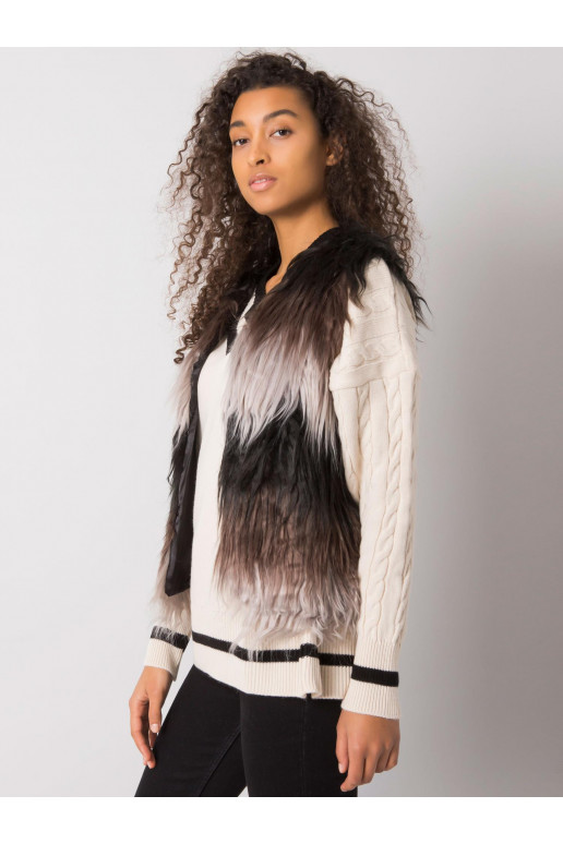 Dámská černá šedá kožešinová vesta Romi