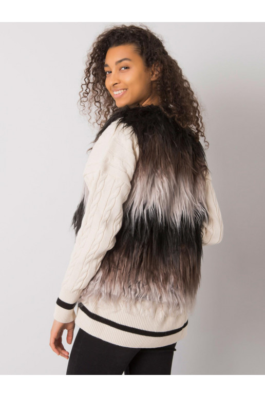 Dámská černá šedá kožešinová vesta Romi