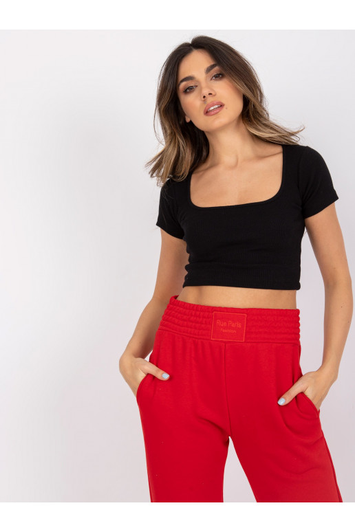 Černý žebrovaný top Rosa RUE PARIS