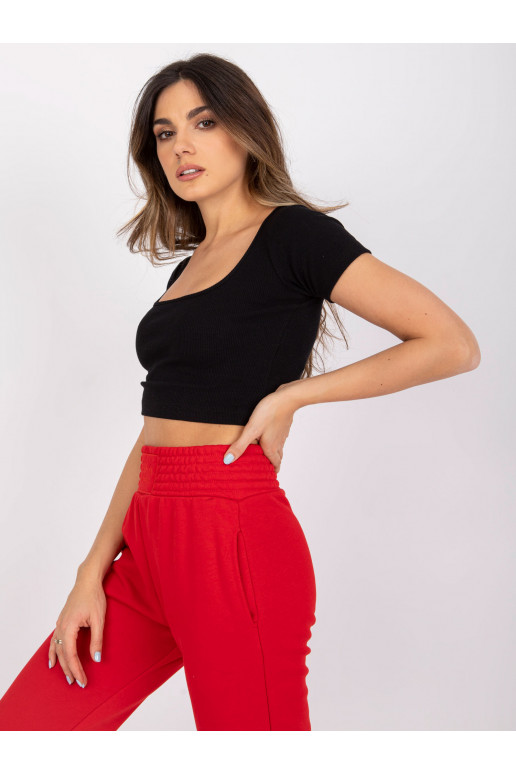 Černý žebrovaný top Rosa RUE PARIS