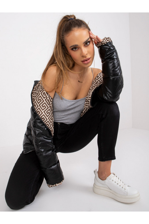 Černá oboustranná bunda s kapucí Arta Černá oboustranná bunda s kapucí Arta