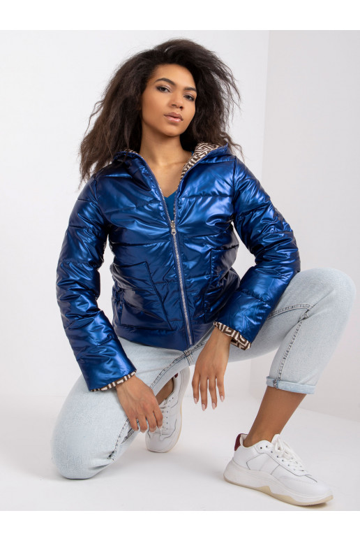 Modrá oboustranná bunda s kapucí Arta Modrá oboustranná bunda s kapucí Arta