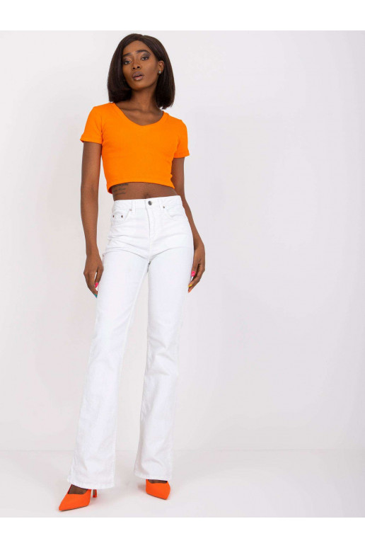 Oranžový žebrovaný top s výstřihem do...