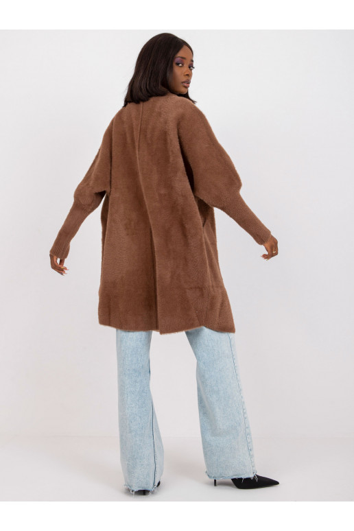 Hnědý dámský kabát z alpaky s vlnou
