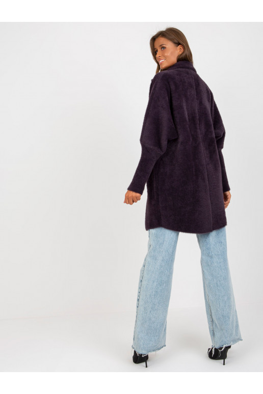 Tmavě fialový kabát z alpaky s kapsami