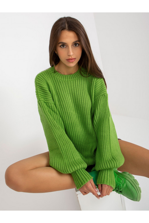 Světle zelený pletený oversize svetr...