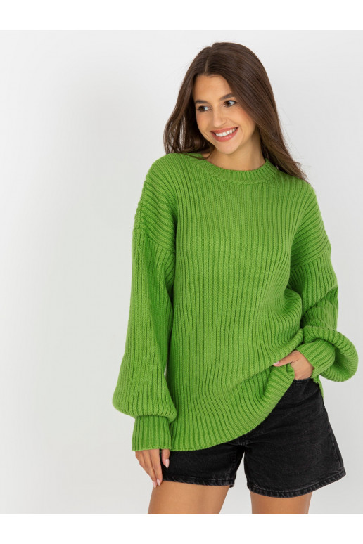 Světle zelený pletený oversize svetr...