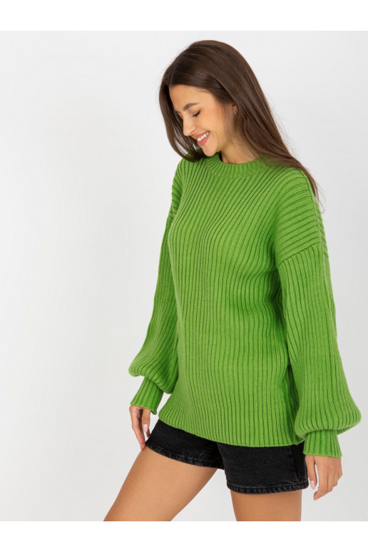 Světle zelený pletený oversize svetr...